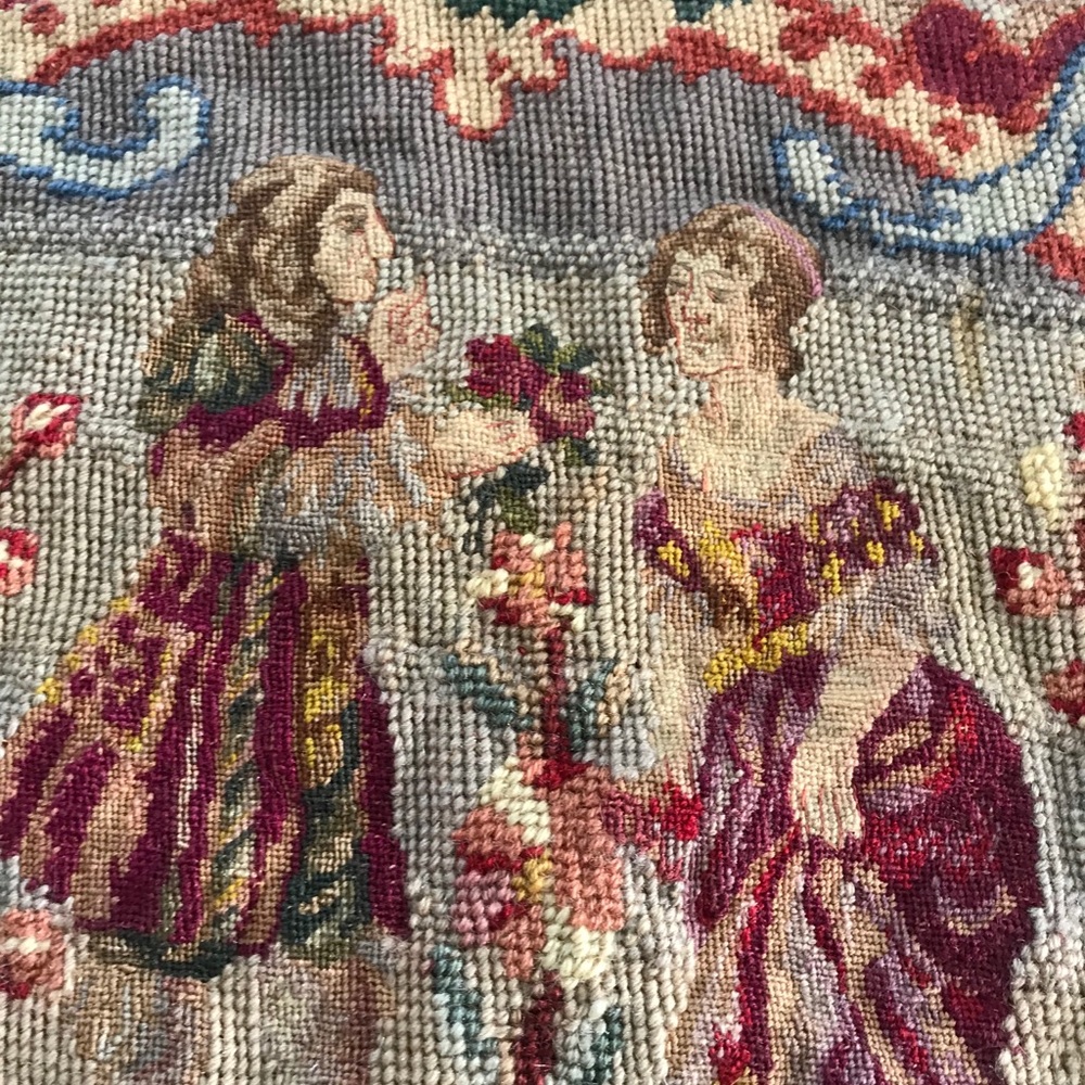 Vintage | Courting Needlepoint Tapestry Panel - Picture 2 of 6